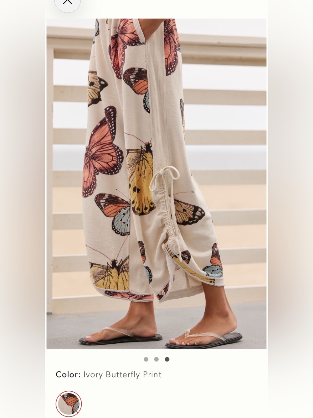 Anthropologie Daily Practice Plattsburgh Sleeveless Jumpsuit. Ivory Butterfly. M - Picture 3 of 8